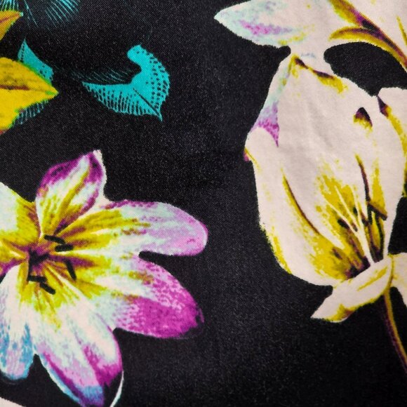 Worthington Slim Fit Cropped Pants 22W Black Colorful Floral Work Dressy Cotton - Picture 7 of 11